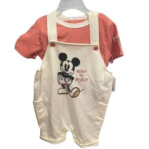 Disney Mickey Jumpsuit Set Toddler Boys Orange and Beige Size 24M